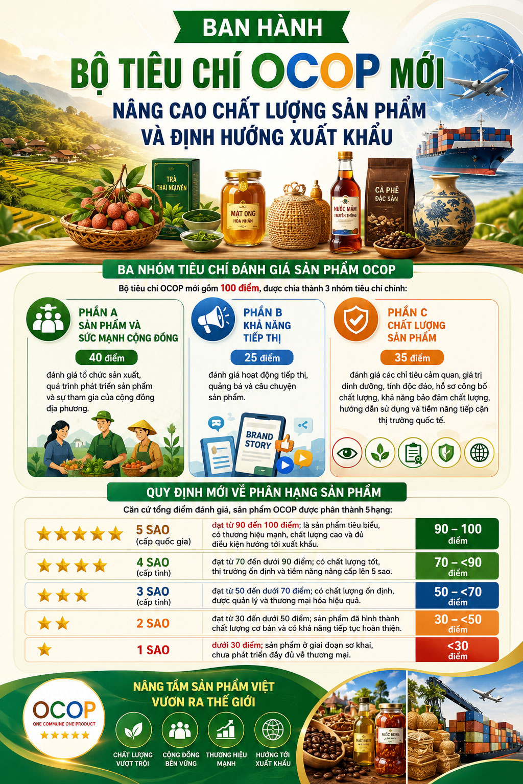 Ban hành Bộ tiêu chí OCOP mới: Nâng cao chất lượng sản phẩm và định hướng xuất khẩu